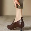 Zapatos Individuales Elegantes de Estilo Francés con Punta Cuadrada Pequeña, Boca Profunda, Tacón de Aguja, Tacón Gatito, Cuero Suave, Retro, Simple, Elegantes, de Socialité, Tacones Altos