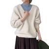 Atmósfera de Otoño e Invierno Estilo Perezoso Suéter de Punto con Cuello en V para Mujer 2024 Nuevo Estilo Coreano Prenda Superior de Punto en Capas