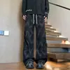 Pantalones Casuales de Otoño para Hombre Estilo Retro Americano Tie-dye Plisados con Caída Pantalones de Pierna Ancha Retro Versátiles Sueltos Cómodos para Hombre