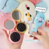 Peine de Peluquería Nuevo Dibujo Animado Tridimensional Lindo Peine con Cojín de Aire Peine Plegable con Espejo para Niña Peine Portátil Integrado con Bolsa de Aire para Masaje
