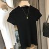 Camiseta de Manga Curta com Gola Redonda, Listras Verticais e Fio Modal, para Usar por Baixo, Estilo Fino, Respirável e Confortável para o Verão