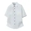Comércio Exterior Verão Novo Solta Cor Sólida Bolso Camisa Casual Moda Retro Algodão Linho Americano Manga Curta Camisa Homens