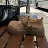 Sapatos Birkenstock Retrô de Solado Grosso para Mulheres 2025 Outono Novo Confortáveis Couro Macio Solado Não Cansativo Mocassins de Uma Perna