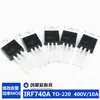 Tubo MOS de efeito de campo IRF740A TO-220 400V/10, MOSFETs de potência de canal N fabricados na China