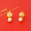 Joias de moda coreana banhadas a cobre ouro 18K com pérola sintética brincos acessórios simples brincos de ouro de areia do Vietnã atacado