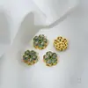 Color Dorado Mate Conservador de Color Perla Incrustada Antigua Ojo de Gato Ópalo Lunar Flor Geométrica Forma de Trébol de Cuatro Hojas Cuentas Espaciadoras Accesorios para Manualidades