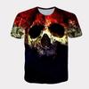 Exportação Europeia e Americana Estampa Digital 3D Caveira Roupa de Casal Solta Gola Redonda Casual Camiseta de Manga Curta Estampa na Moda