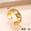 Joias Transfronteiriças de Aço Titânio com Design Moderno, Anel Banhado a Ouro 18K, Corrente Fundida com Cravação de Diamante, Anel de Aço Inoxidável