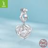 Silver Rhyme Original Colgante de Corazón de Rosa DIY Accesorios para Collar Pulsera Regalo de San Valentín Cuentas de Plata 925