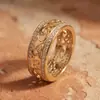 Anillo de circón de doble fila estilo nube vintage hueco, estilo suave, de Europa y América, transfronterizo, francés, venta al por mayor de fabricante