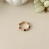 Anillo de Lujo Nuevo de Nicho Estilo Coreano, Anillo Ancho Vintage de Piedra Natural, Anillo Abierto Ajustable Versátil Personalizado para el Dedo Índice