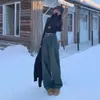 Jeans de Tiro Alto Gris Cemento Americano Forrados de Polar para Mujer, Pantalones Nuevos Sueltos Adelgazantes para Otoño e Invierno 2024