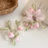 Design em Forma de Broto~Lindo Scrunchie de Rede Tulipa para Mulheres, Acessório de Cabelo Rosa Grande de Verão, Elástico de Cabelo