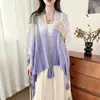 Nuevo Cheongsam de Verano Tejido con Degradado Hueco y Borlas, Chal Tie-Dye de Estilo Étnico, Prendas de Abrigo para Mujer con Acabado de Alta Gama, Cárdigan Delgado