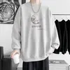 Sudadera unisex estilo americano de calle con estampado de letras, cuello redondo, corte holgado, hombros caídos, tejido pesado, perfecta para parejas, top versátil para primavera y otoño