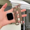[Correa de Reloj] Adecuada para Correa de iWatch Apple S12 S10987Se Napa con Doble Tachuela Cruzada Pulsera para Mujer