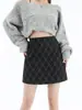Saia Plaid Retro Verde Musgo Feminina 2026 Primavera Outono Versátil Petite Cintura Alta Evasê Emagrecedora Justa no Quadril Curta