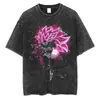 Talla Europea TransfronterizaCamiseta Negra Lavada para Hombre Streetwear Dragon Ball a
