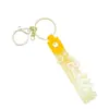 Llavero Colgante de Cordón de Cuero con Letra Transparente Brillante con Accesorios Estilo Muñeca Rellena de Aceite Encanto de Llavero Pulsera Venta al por Mayor
