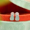 Pendientes Yuebao de plata de ley S925 bañados en oro con jadeíta azul, estilo retro nacional, con moneda Pixi, pendientes personalizados de moda nacional.