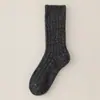 Calcetines de lana de punto grueso para mujer, otoño e invierno, forrados de felpa, engrosados, cálidos, calcetines holgados, zapatos japoneses Birkenstock, calcetines largos de color liso