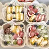 Caixa de embalagem para sanduíche de frutas com iogurte grego, sobremesa de bolo de iogurte cold brew com fermento seco, caixa de polpa de papel descartável para viagem