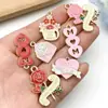 Pendente de Flor Rosa Esmaltada em Liga Metálica Mais Vendido Transfronteiriço para Pulseira Colar Chaveiro DIY Pequeno Presente de Feriado para Mãe
