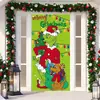 Decoração de capa de porta de Natal transfronteiriça, cortina de porta de monstro verde Grinch, pendente de porta de monstro de Natal, capa de porta de tapeçaria de Ano Novo