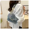 Bolsa Quadrada Pequena com Corrente Nova Textura Lã Feminina Bolsa Pequena Tecida Estilo Feminino Estilo Coreano Primavera e Verão 2024 Retro
