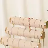 Soporte de Exhibición de Joyería de Madera Maciza de una Sola Capa y Tres Capas de Terciopelo, Estante de Almacenamiento de Joyería, Soporte para Diademas, Exhibidor para Pulseras, Relojes y Brazaletes