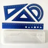 Conjunto de Réguas de Metal, Conjunto de Quatro Réguas de Liga de Alumínio, Gravação a Laser, Régua Reta e Esquadros para Alunos do Ensino Fundamental e Médio, Personalização de Presente