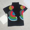 Miyake Moda Estampada Plissada Mais Vendida Blusa Feminina Fina Gola Alta Manga Curta Verão Nova Temperamento Camiseta Fashion