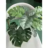 Hojas de Monstera deliciosa ignífugas, planta verde simulada ignífuga grado B1, planta en maceta, ramo decorativo, arreglo floral, paisajismo, planta verde artificial, flor de bonsái