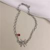 Joyería transfronteriza ins Viento Rojo de personalidad Araña Rubí cadena clavicular moda femenina collar corto exagerado genial