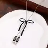 Collar Sencillo de Lujo con Lazo Negro para Zapatos de Ballet, Cadena para Clavícula Versátil, Exquisito, Diseño de Nicho Femenino