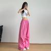 Calça Cargo Rosa Hip-Hop de Secagem Rápida para Mulheres, Calça de Verão Fina Estilo Dopamina, Calça Esportiva para Dança Jazz, Casual