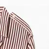Atacado transfronteiriço 2026 Moda europeia e americana solta com bolso e aba estilo jaqueta aviador camisa listrada para mulheres K71976