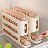 Caixa de armazenamento de ovos com rolo cozinha multicamadas oblíqua rolo automático de ovos porta lateral de geladeira bandeja de ovos caixa para manter a frescura