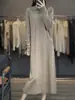 Vestido elegante de mujer de estilo coreano con solapa de ganchillo y hebilla, vestido de punto de lana elegante para ir al trabajo y adelgazar.