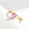 Anillo Rosa con Incrustaciones de Diamantes Estilo Europeo y Americano, Diseño de Nicho, Lujo Ligero, Versátil, Elegante, Anillo Exquisito, Joyería Simple para Manos para Mujeres