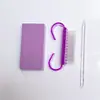 Nuevo traje portátil de manicura Rojo Rosa lima de uñas tira pulidora cepillo de cuerno herramienta exfoliante manicura juego de 6 piezas