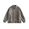 Jaqueta de Couro Marrom Retrô Americana Primavera e Outono 2024 para Meninos e Meninas Solta Estilo INS Casaco de Couro PU da Moda