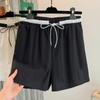 Tiro Real de Shorts Elásticos de Cintura 2025 para Mujer Tallas Grandes Verano Delgados Chica Gordita mm Sueltos Aspecto Adelgazante Casual de Tres Puntos Piernas Anchas
