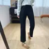 Pantalones mágicos adelgazantes~Pantalones negros de cintura alta para mujer, pantalones casuales versátiles para otoño, pantalones de traje cropped rectos elásticos H091103