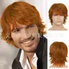 Peluca nueva para hombre europea y americana, cabello corto parcial castaño, hermosa, cabello corto y liso, conjunto de peluca de fibra química antimanchas