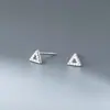 Pendientes Triangulares Elegantes de Plata de Ley S925 Estilo Coreano de Moda Pequeños Frescos con Diamante Hueco Nalan G4821