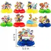 Decoraciones de Panal de Paw Patrol Decoración de Mesa para Fiesta de Cumpleaños Mesa de Comedor Pantalla de Fiesta Base de Papel Suministros Arreglo de Cumpleaños