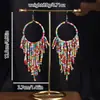 Joyas populares europeas y americanas fuente transfronteriza estilo étnico bohemio retro pendientes largos de borla de cuentas de arroz para mujer