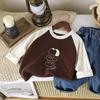 Camiseta Base de Lã com Ombro Longa para Meninos Tamanho Completo Outono Bebê Roupas Infantis Roupa Infantil Top para Volta às Aulas