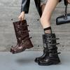 Botas de Mujer de Moda 2026, Estilo Nuevo, de Media Pantorrilla y Alta, con Tacón Medio, Hebilla de Cinturón, Punta Cuadrada y Ajuste Cómodo